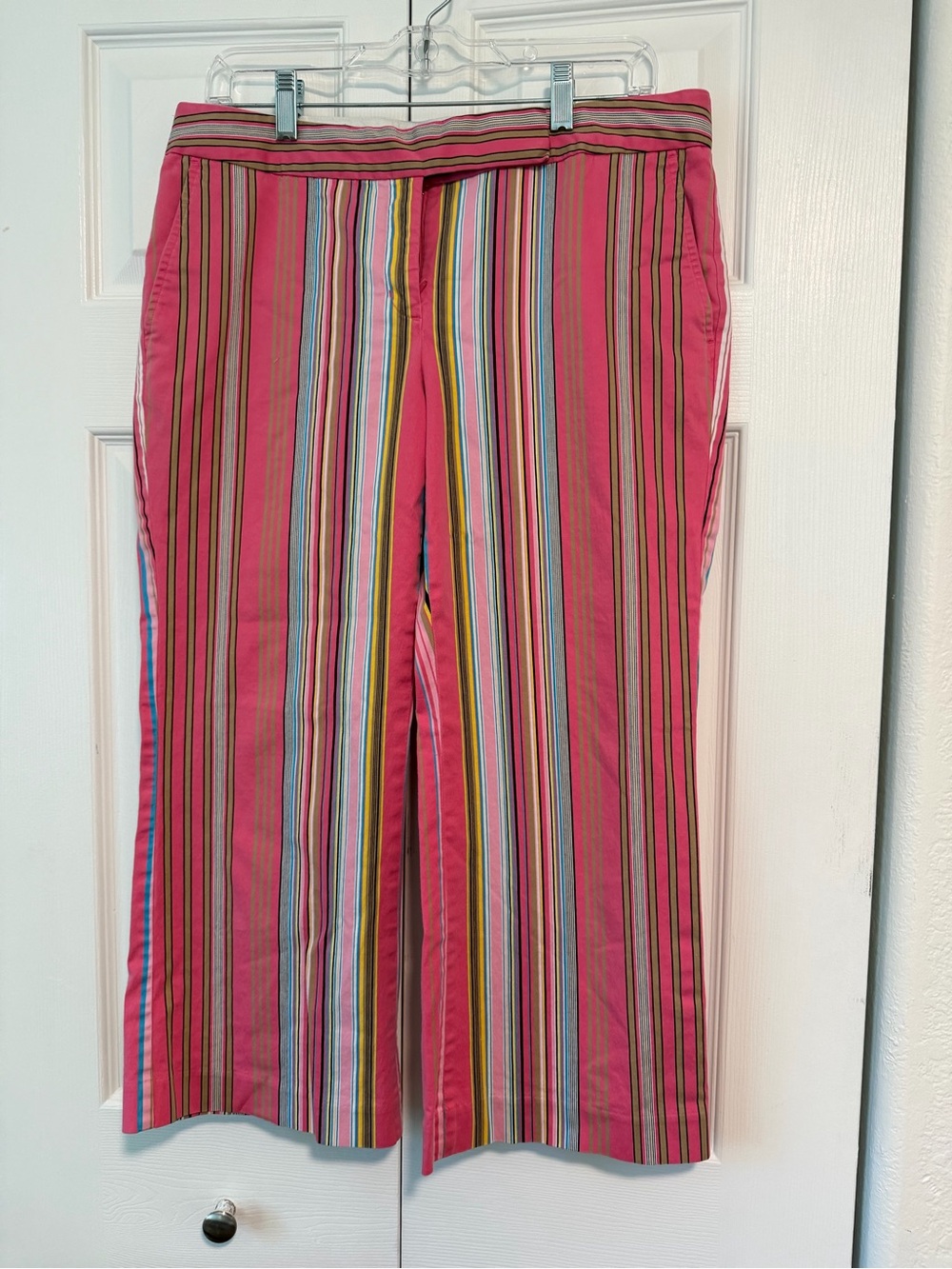 Express Editor Pink Multicolor Striped Pants